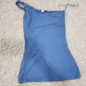 One shoulder blue tank